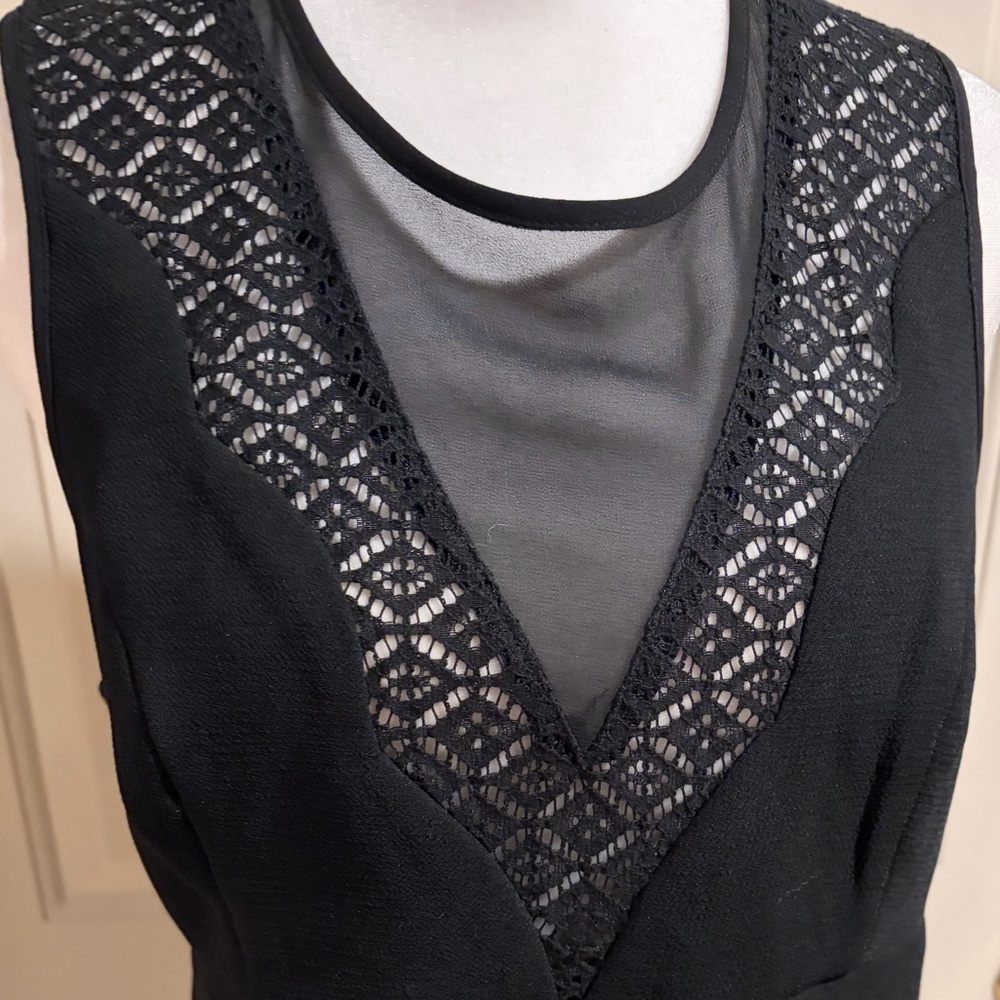 BCBG Generation Black Lace Mesh Fit & Flare Dress Size 10 NWT - Picture 3 of 8